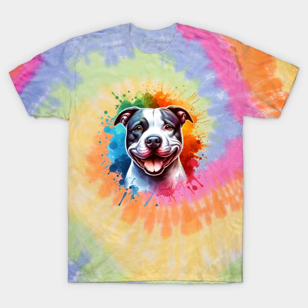 Pitbull American Staffordshire Terrier Bully Dog Artwork T-Shirt by Sassee Designs